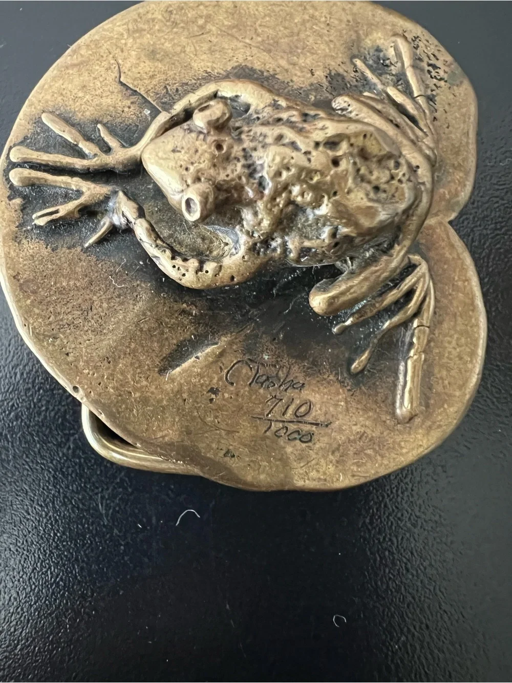 Vintage Carl Tasha Frog Brass Belt Buckle | Limited Edition #710/1000 | Signed